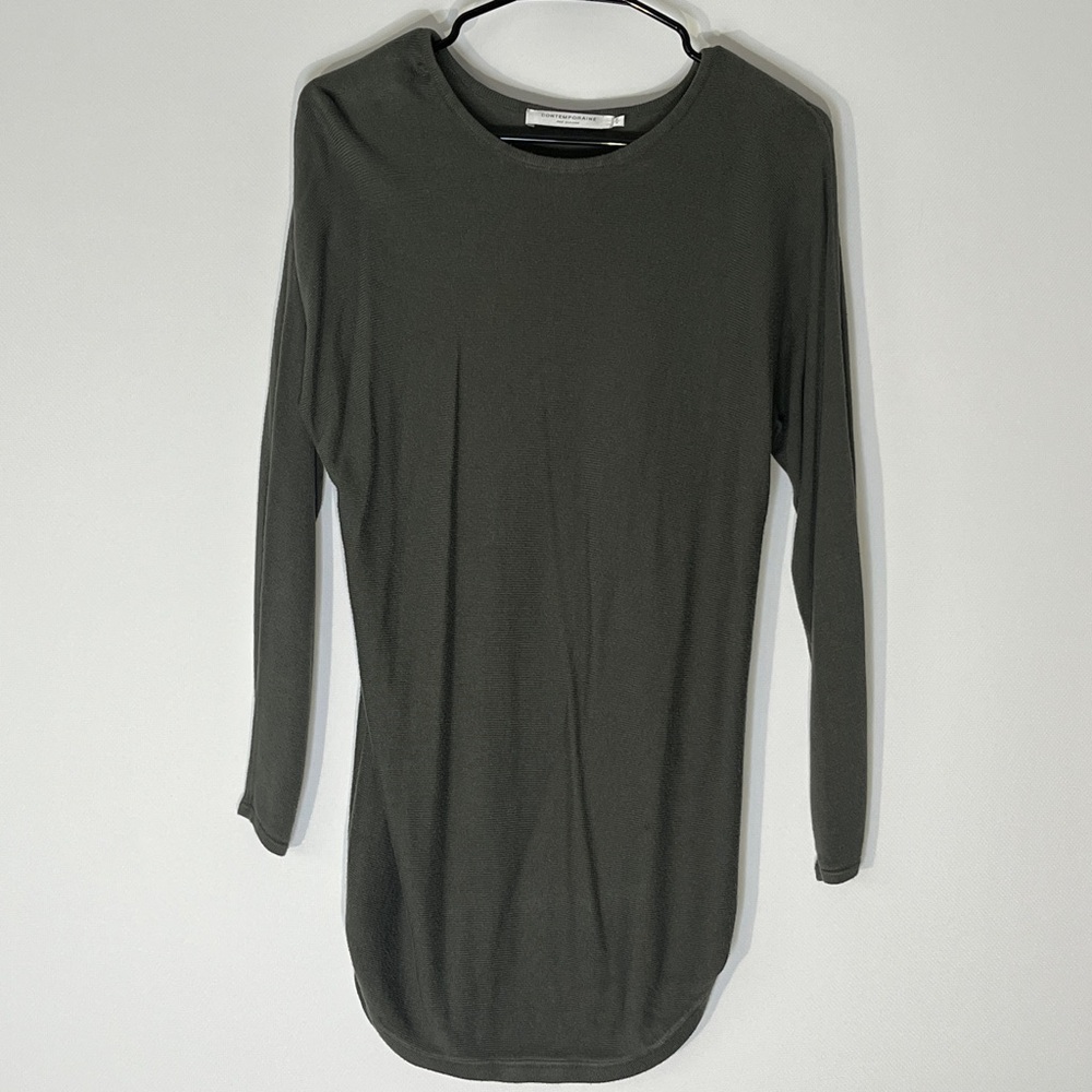 Contemporaine Par Simons Size Small Knit Tunic Sweater Green Preowned Used